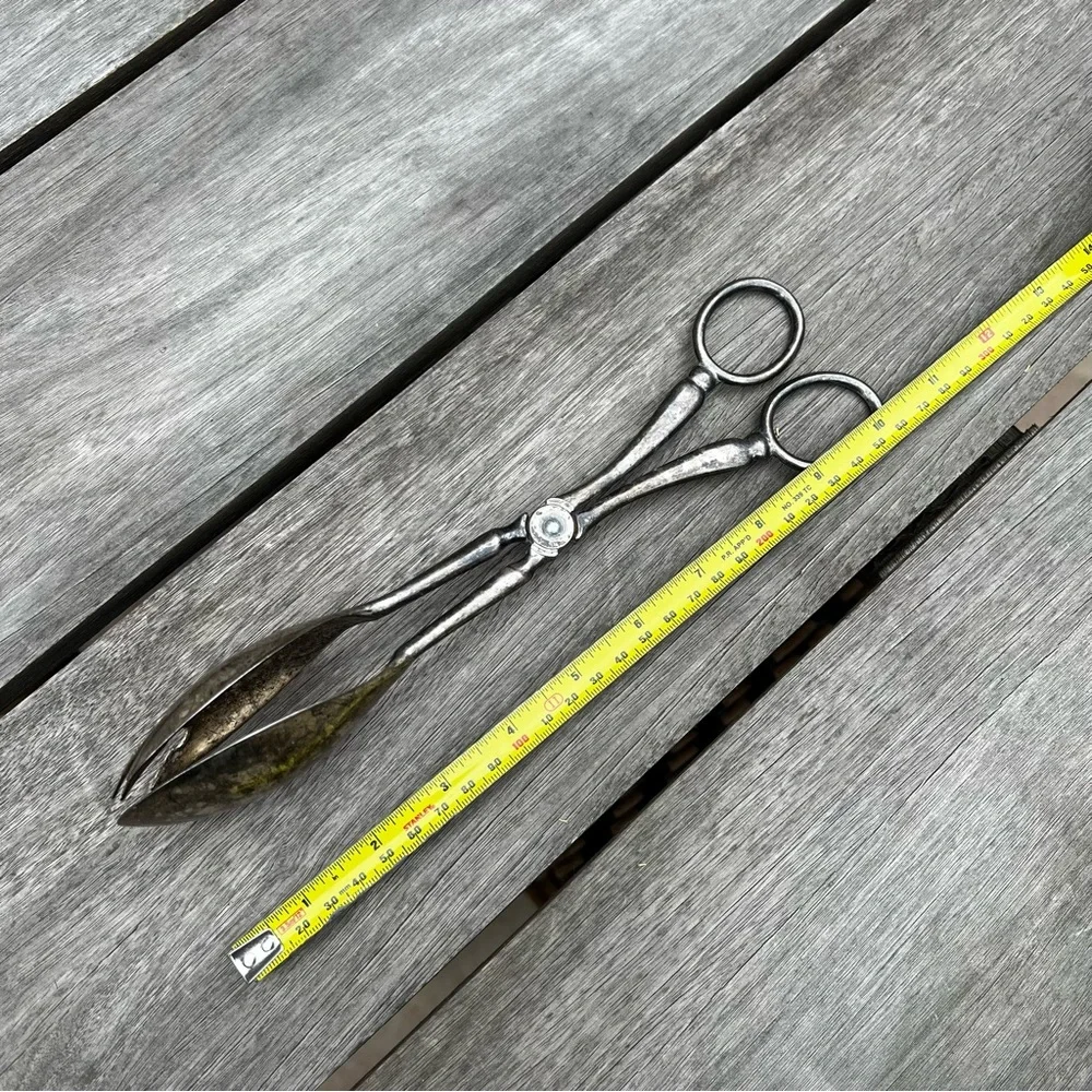 Vintage Serving Scissor Tongs Silver-Plate EP Zinc Italy Salad Fruit Server 10